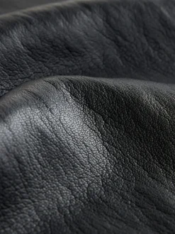 Noir - Pantalon Regular en similicuir à jambe large