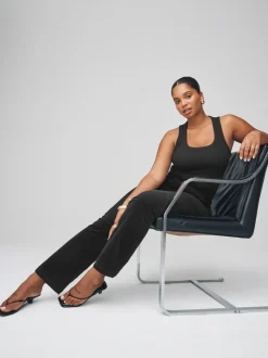 Noir - Pantalon sablier bootcut en velours côtelé