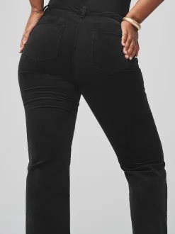 Noir - Pantalon sablier bootcut en velours côtelé