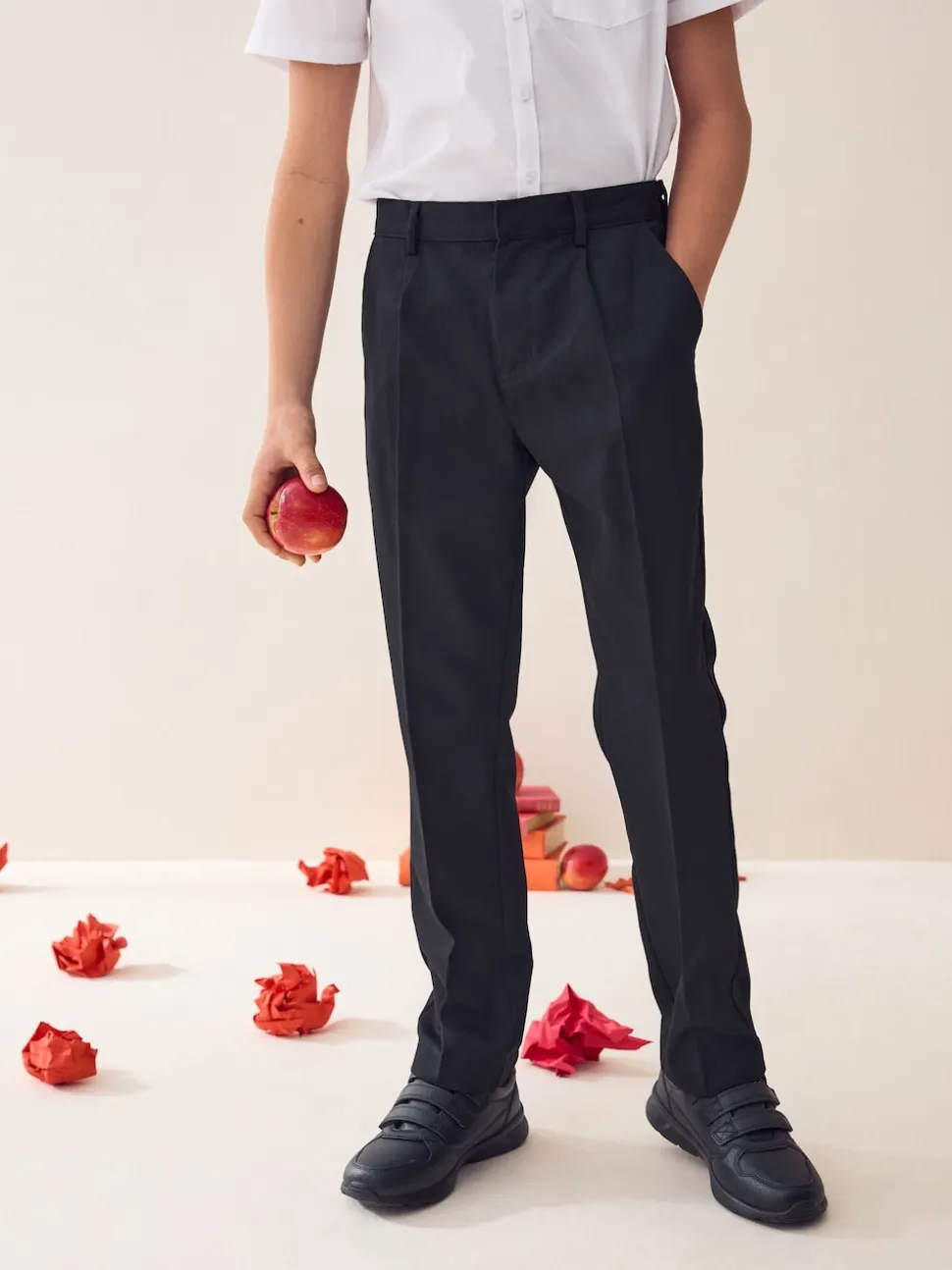 Noir - Pantalon scolaire à plis (3-17ans)