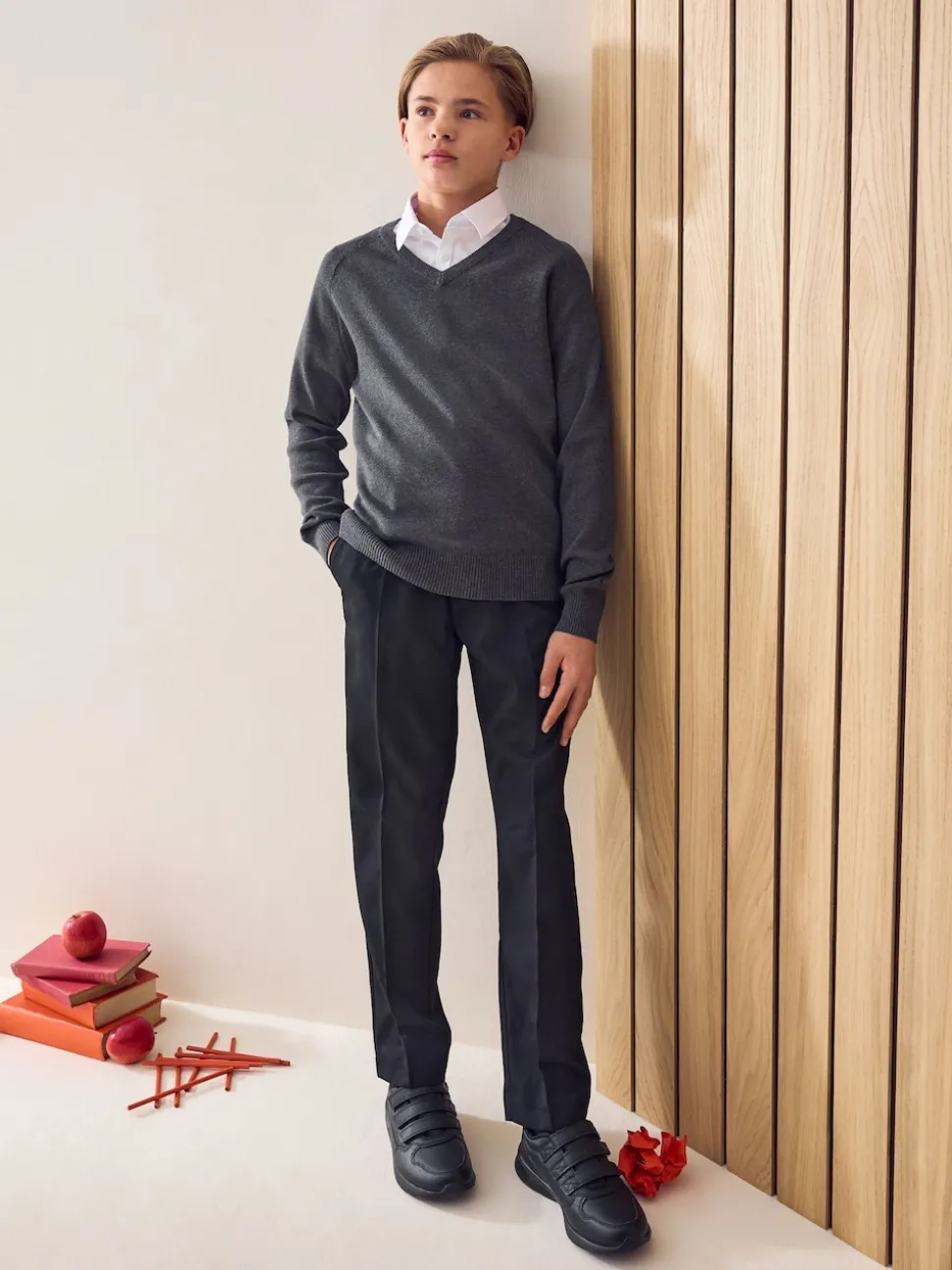 Noir - Pantalon scolaire à plis (3-17ans)