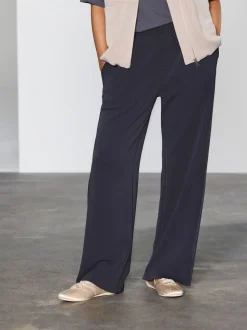 Noir - Pantalons Amples à enfiler en jersey ultra-doux modal Mélange