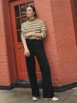 Noir - Pantalons amples à taille écharpe