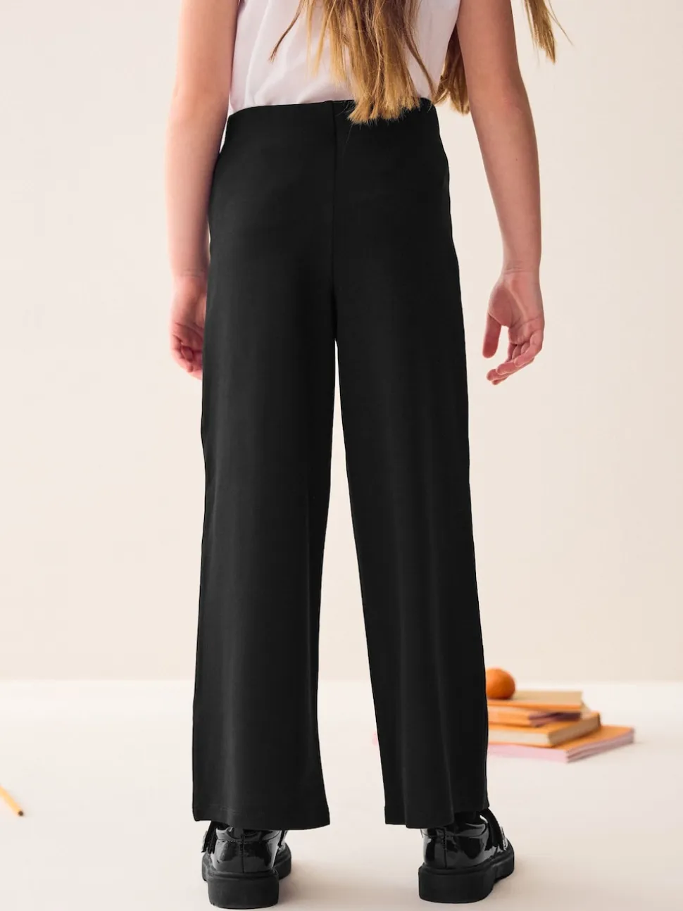 Noir - Pantalons Amples en jersey extensible en coton riche (3-17ans)