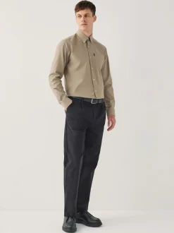 Noir - Pantalons chinos extensibles plissés simples