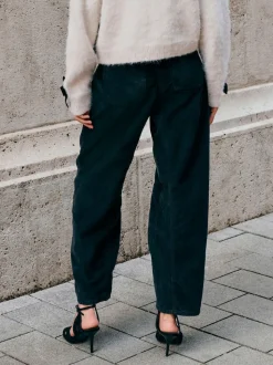 Noir - Pantalons coupe ballon en velours côtelé