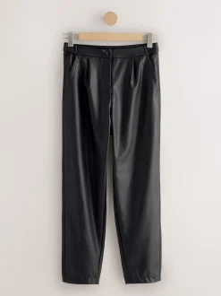 Noir - Pantalons coupe ballon en similicuir