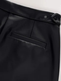 Noir - Pantalons coupe ballon en similicuir
