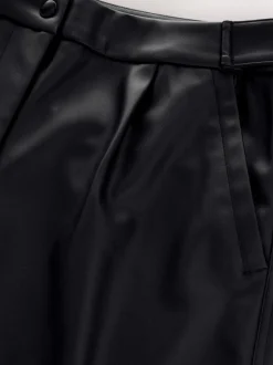 Noir - Pantalons coupe ballon en similicuir