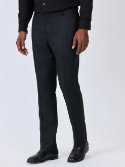 Noir - Pantalons de costume jacquard coupe ajustée