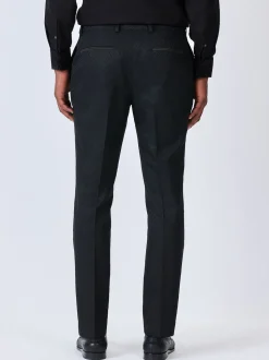 Noir - Pantalons de costume jacquard coupe ajustée
