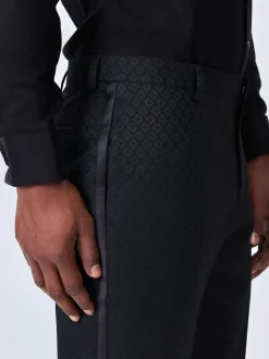 Noir - Pantalons de costume jacquard coupe ajustée