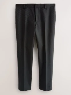 Noir - Pantalons de costume jacquard coupe ajustée