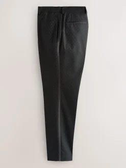 Noir - Pantalons de costume jacquard coupe ajustée