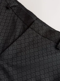 Noir - Pantalons de costume jacquard coupe ajustée