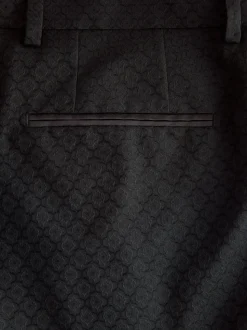 Noir - Pantalons de costume jacquard coupe ajustée