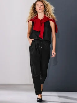 Noir - Pantalons de travail à enfiler avec lin