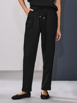 Noir - Pantalons de travail à enfiler avec lin