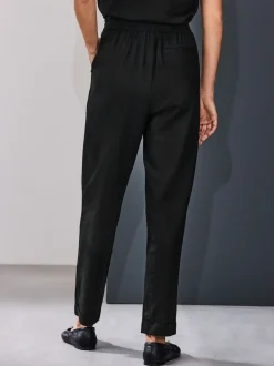 Noir - Pantalons de travail à enfiler avec lin