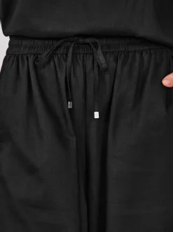 Noir - Pantalons de travail à enfiler avec lin