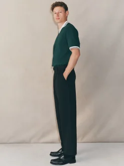 Noir - Pantalons habillés à coupe large EDIT à double plis