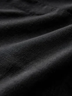 Noir - Pantalons intelligents à jambe large en lin Blend