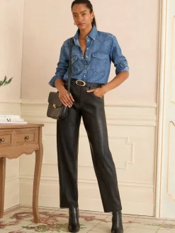 Noir - Pantalons Love & Roses Coupe ballon en similicuir