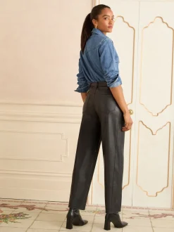 Noir - Pantalons Love & Roses Coupe ballon en similicuir