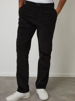 Noir - Pantalons Threadbare coupe droite en velours côtelé extensible