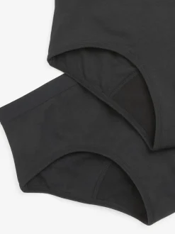 Noir - Paquet de 2 culottes périodiques légères pour adolescents (7-16ans)
