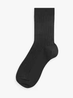 Noir - Paquet de chaussettes en coton riche côtelé 7