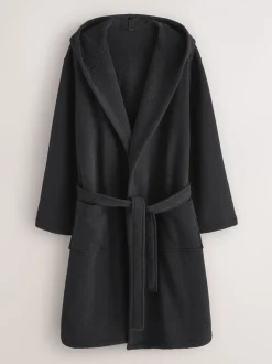 Noir - Peignoir texturé en velours côtelé
