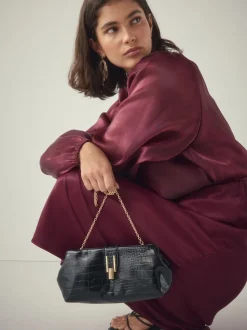 Noir - Pochette croco en PU