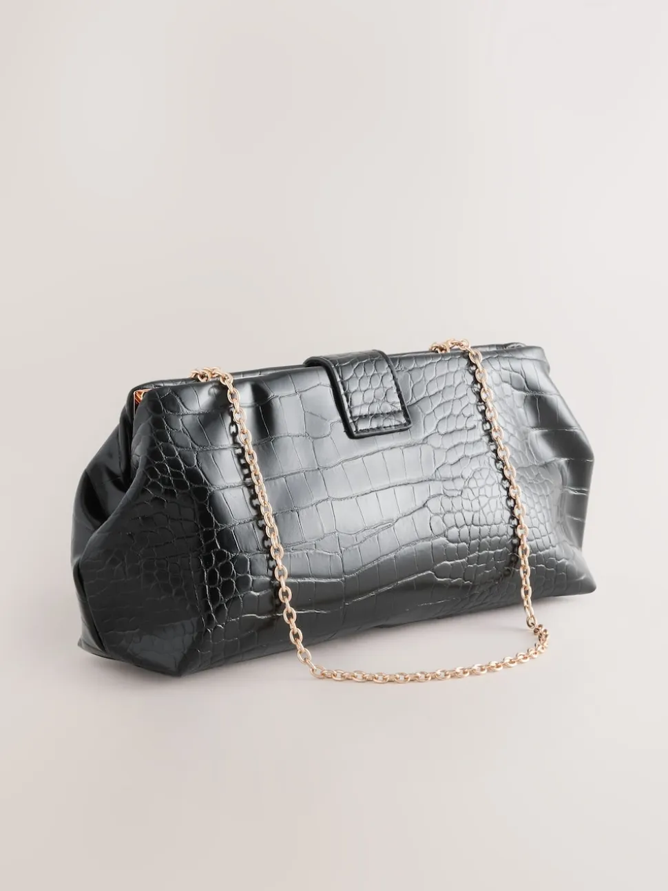 Noir - Pochette croco en PU