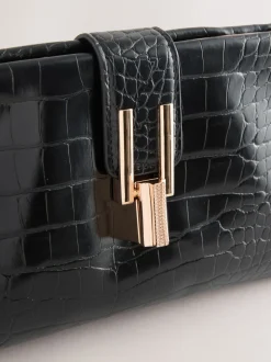 Noir - Pochette croco en PU