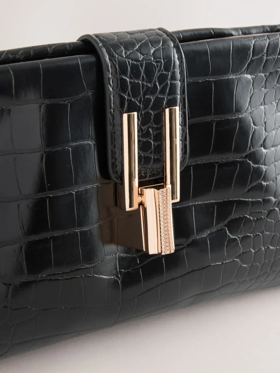 Noir - Pochette croco en PU