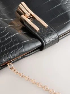 Noir - Pochette croco en PU