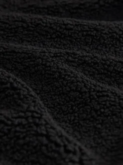 Noir - Polaire zippée en entonnoir en peau de mouton