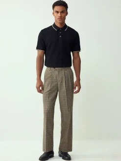 Noir - Polo coupe classique à manches courtes et liserés