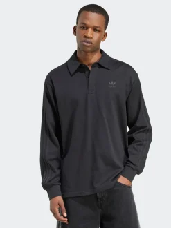 Noir - Polo de rugby Adidas Original Adicolor