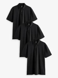 Noir - Polo en jersey Manches courtes 3 Pack