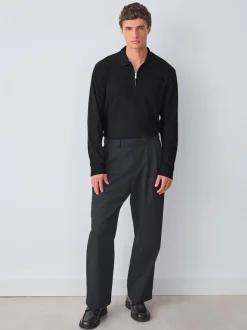 Noir - Polos chics à col zippé