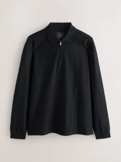 Noir - Polos chics à col zippé