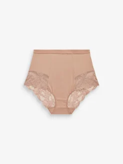 Noir / Praline Nude - Imprimé Gainant Culotte brésilienne dos lacé 2 Lot
