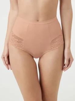 Noir / Praline Nude - Imprimé Gainant Culotte brésilienne dos lacé 2 Lot