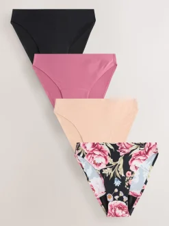 Noir / Praline nude / Rose fleuri - Lot de 4 culottes menstruelles à débit moyen Invisible