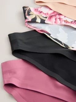 Noir / Praline nude / Rose fleuri - Lot de 4 culottes menstruelles à débit moyen Invisible