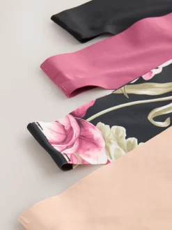 Noir / Praline nude / Rose fleuri - Lot de 4 culottes menstruelles Invisible Light Flow