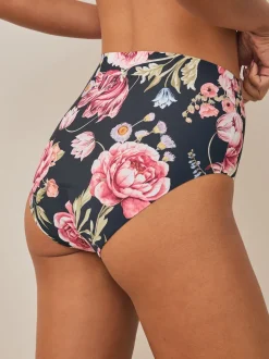 Noir / Praline nude / Rose fleuri - Lot de 4 culottes menstruelles à débit moyen Invisible