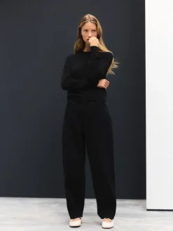 Noir - Pull col rond riche en coton au toucher doux